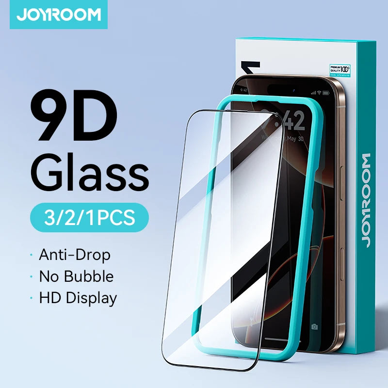 Joyroom 3/2/1PCS HD Glass For iPhone 17 16 15 Pro Max Screen Protector Full Screen Glass Protection For iPhone 18 17 16 15Pro